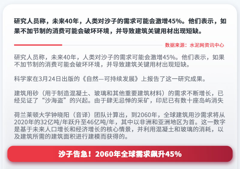 沙子告急！2060年全球需求飆升45%